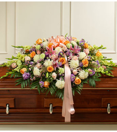 Pastel Mixed Flower Full Casket Cover Pastel Mixed Flower Full Casket Cover