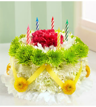 Birthday Flower Cake ® - Green and Yellow Birthday Flower Cake ® - Green and Yellow