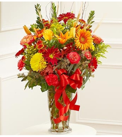 Large Sympathy Vase Arrangement in Fall Color Large Sympathy Vase Arrangement in Fall Color