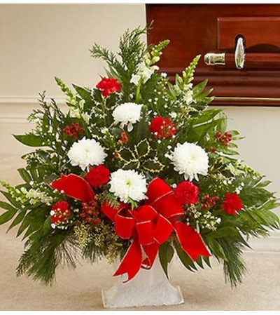 Sympathy Floor Basket in Christmas Colors Sympathy Floor Basket in Christmas Colors