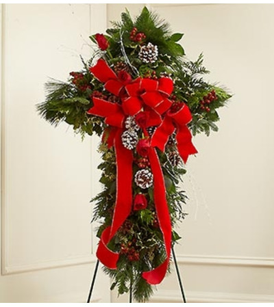 Sympathy Cross in Christmas Colors Sympathy Cross in Christmas Colors
