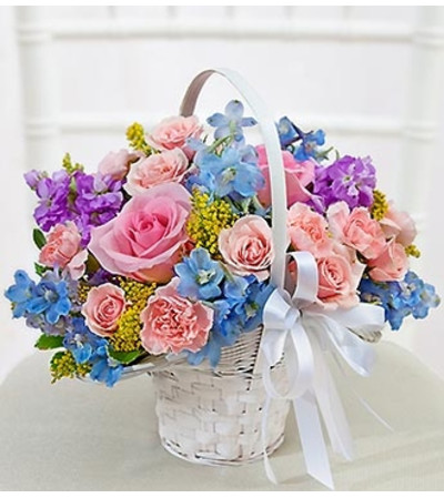 Pastel Flower Girl Arrangement Pastel Flower Girl Arrangement