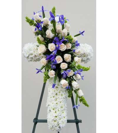 White Cross with Blue Irises White Cross with Blue Irises