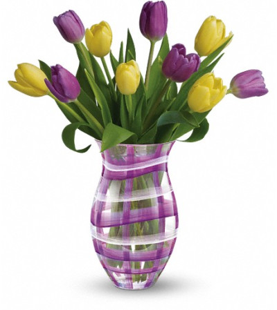 Teleflora's Lavender Plaid Tulip Bouquet Teleflora's Lavender Plaid Tulip Bouquet