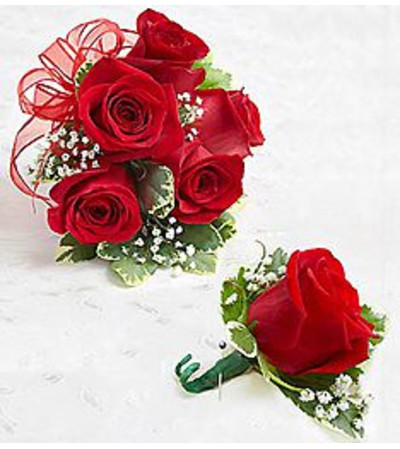 Boutonniere & Corsage Red Roses Boutonniere & Corsage Red Roses