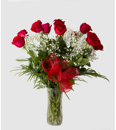 One Dozen Roses with Vase One Dozen Roses with Vase