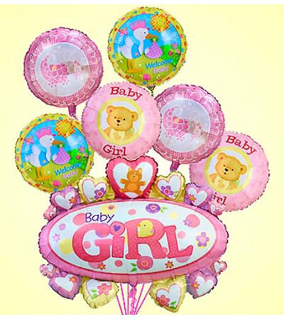 Baby Girl Marquee Mylar Bundle Baby Girl Marquee Mylar Bundle