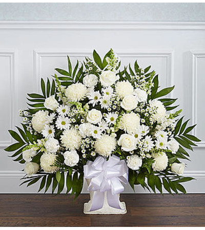 Heartfelt Tribute White Floor Basket Heartfelt Tribute White Floor Basket