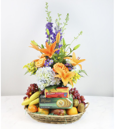 Fresh Fruit with Flowers Basket Fresh Fruit with Flowers Basket