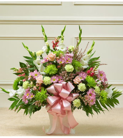 Heartfelt Tribute Pastel Floor Basket Heartfelt Tribute Pastel Floor Basket