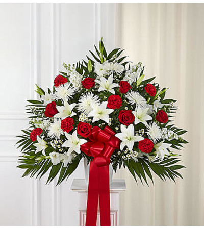 Heartfelt Sympathies™ Red & White Standing Basket Heartfelt Sympathies™ Red & White Standing Basket