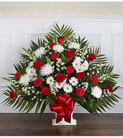Heartfelt Tribute Red & White Floor Basket Heartfelt Tribute Red & White Floor Basket