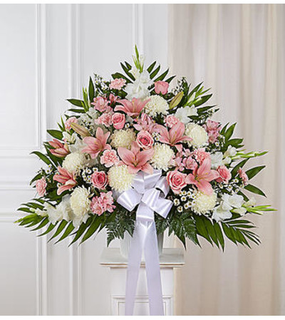 Heartfelt Sympathies™ Pink & White Standing Basket Heartfelt Sympathies™ Pink & White Standing Basket