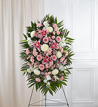 Send Pink & White Sympathy Standing Spray in Charlotte, NC