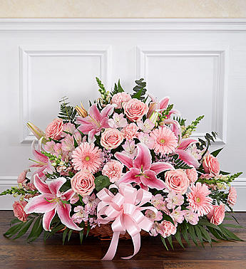 Send Thoughts and Prayers™ Pink Fireside Basket in Charlotte, NC