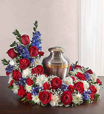 Blue and White floral wreath center