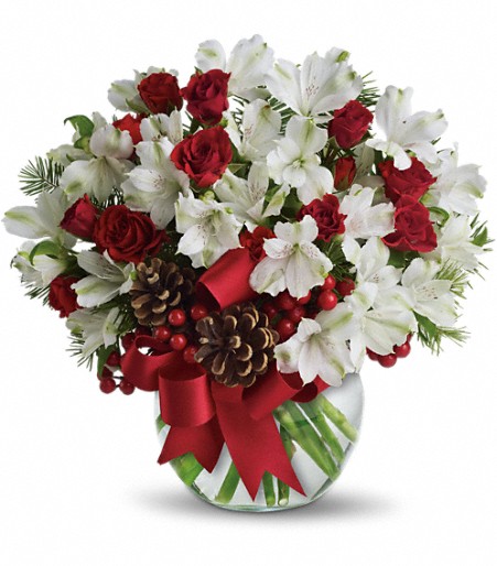 Flowers by Shirley - Christmas - FTD's Winter Elegance Bouquet - White and  Red Flower Arrangement