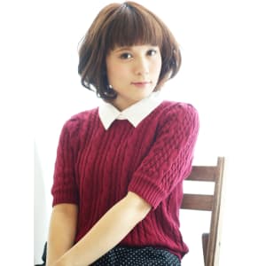 ザックリ可愛いバングのウェービーミディアム