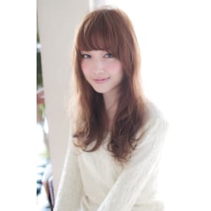 下ろし流しバングで可愛いデジタルパーマロング【H-192】