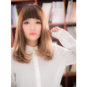 眉上前髪で目力UP♪グラデカラーの個性ロングa
