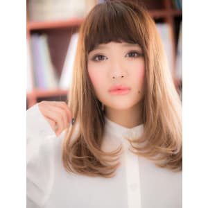 【ハイトーン】眉上前髪で目力UP♪グラデカラーの個性ロング