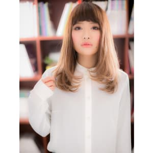 眉上前髪で目力UP♪グラデカラー個性派ロングb