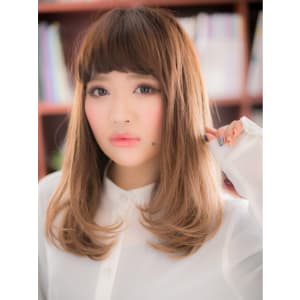 眉上前髪で目力UP♪グラデカラー個性派ロングa