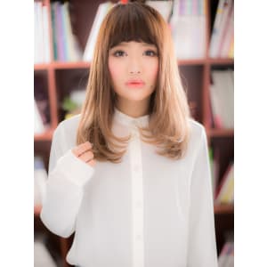 眉上前髪で目力UP♪グラデカラーの個性ロングｃ