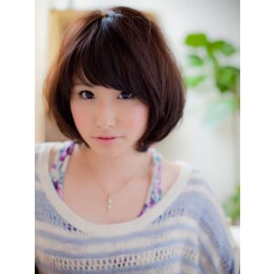 黒髪andほんのりブラウンでも柔か可愛いボブ