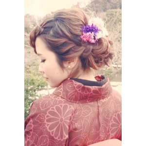 着物☆ふんわり編み込みアップ★ｓL