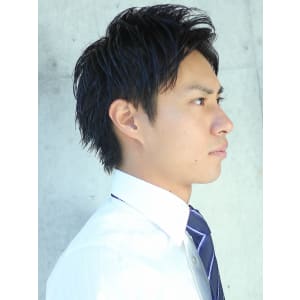 就活・ビジネス黒髪あげバングショート