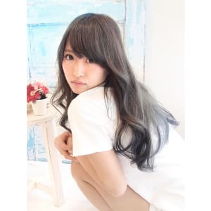 グレーアッシュグラデーションカラー♪毛先ラベンダーブルー