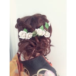 結婚式・和装にも似合う編み込みアレンジ風ヘアセット