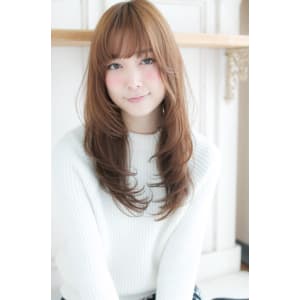 ストレートバングの小顔ひし形ロング【H-218】