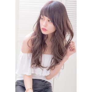 アッシュグレージュ外巻きロング K-0053