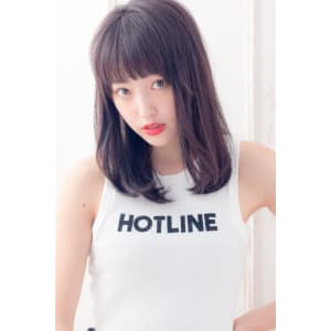 夏の透け感暗髪ミディ K-0057
