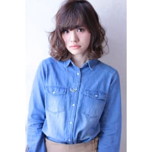 ピンクアッシュde大人かわいい無造作フェミニンミディ