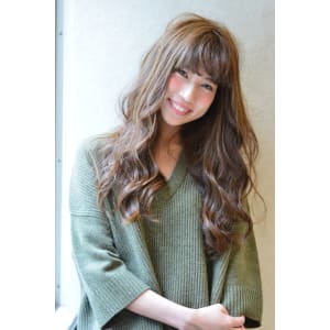 艶＋抜け感アッシュ☆厚めバングウェービーロング
