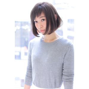 エッジモード＆コケティッシュ★眉上バング前下がりラウンドボブ