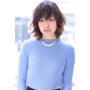 エッジモードナチュラルセミディ★ウェービーラウンドボブ