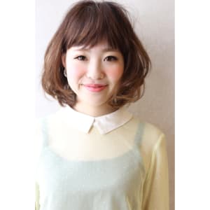 厚めバング♪ナチュラルカールフレンチガーリー★フェミニンボブ