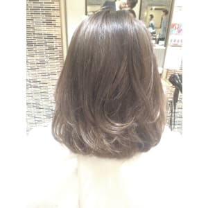 ラフカールウェーブのグレイッシュアッシュベージュボブ＊小顔◎