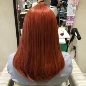 暗髪→ブリーチ→レッドオレンジ ★ダブルカラー