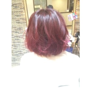 ヘアカラー☆色落ち茶髪→ローズレッド　