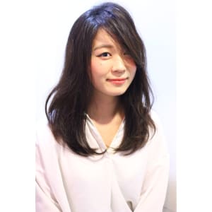 艶＆暗髪★下し流し前髪ナチュラルカールフェミニンロング
