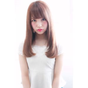小顔バングのストレートでまとまるロング【H-268】