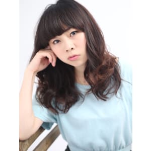 重めバングでオリジナリティープラス！モードミックス巻き！！
