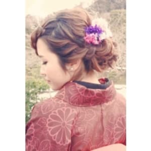 着物☆ふんわり編み込みアップ★ｓL