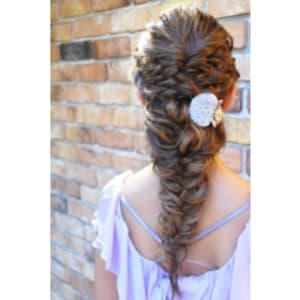 編み込みダウンヘアー☆結婚式&２次会アップスタイル♪