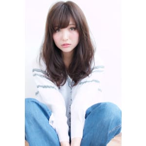 大人暗髪カラーのセミロング【H-319】